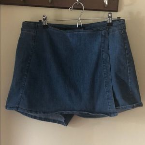 Denim wrap skort